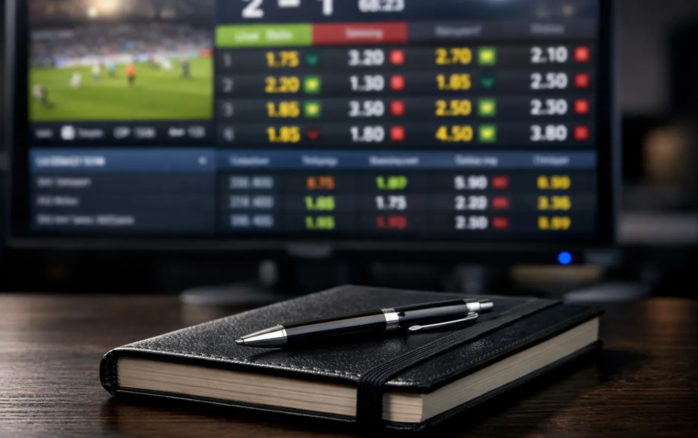 Bildschirm zeigt Live-Spielstand und sich ändernde Wettquoten