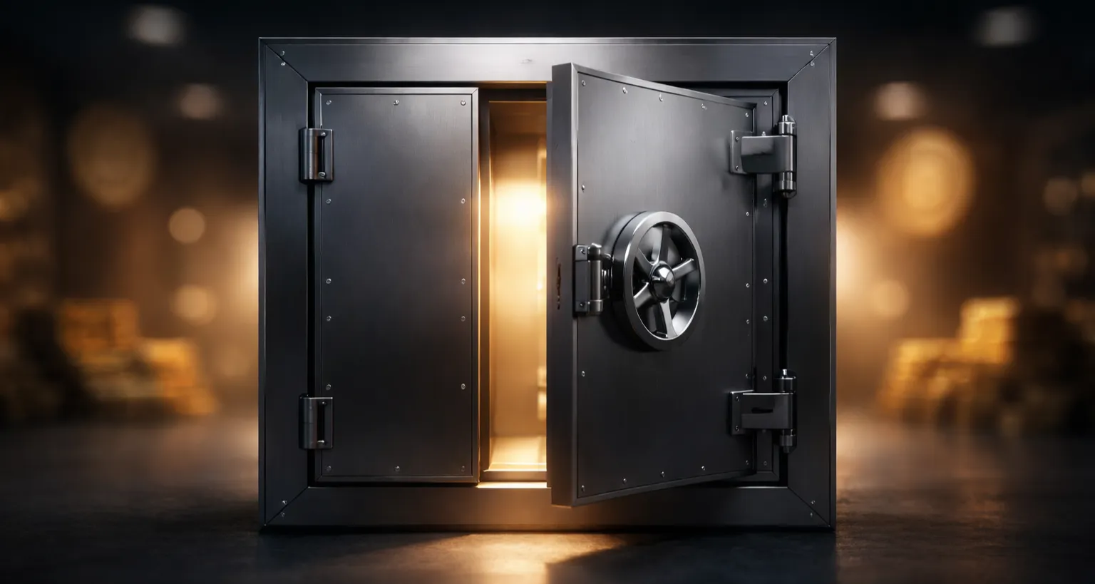 Tresor mit digitalem Schloss symbolisiert sichere Krypto-Aufbewahrung